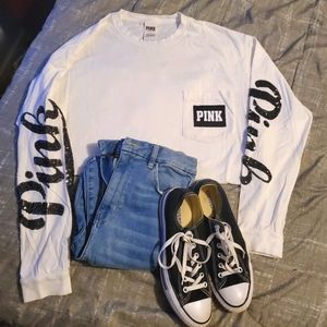 PINK Long Sleeve Campus Tee